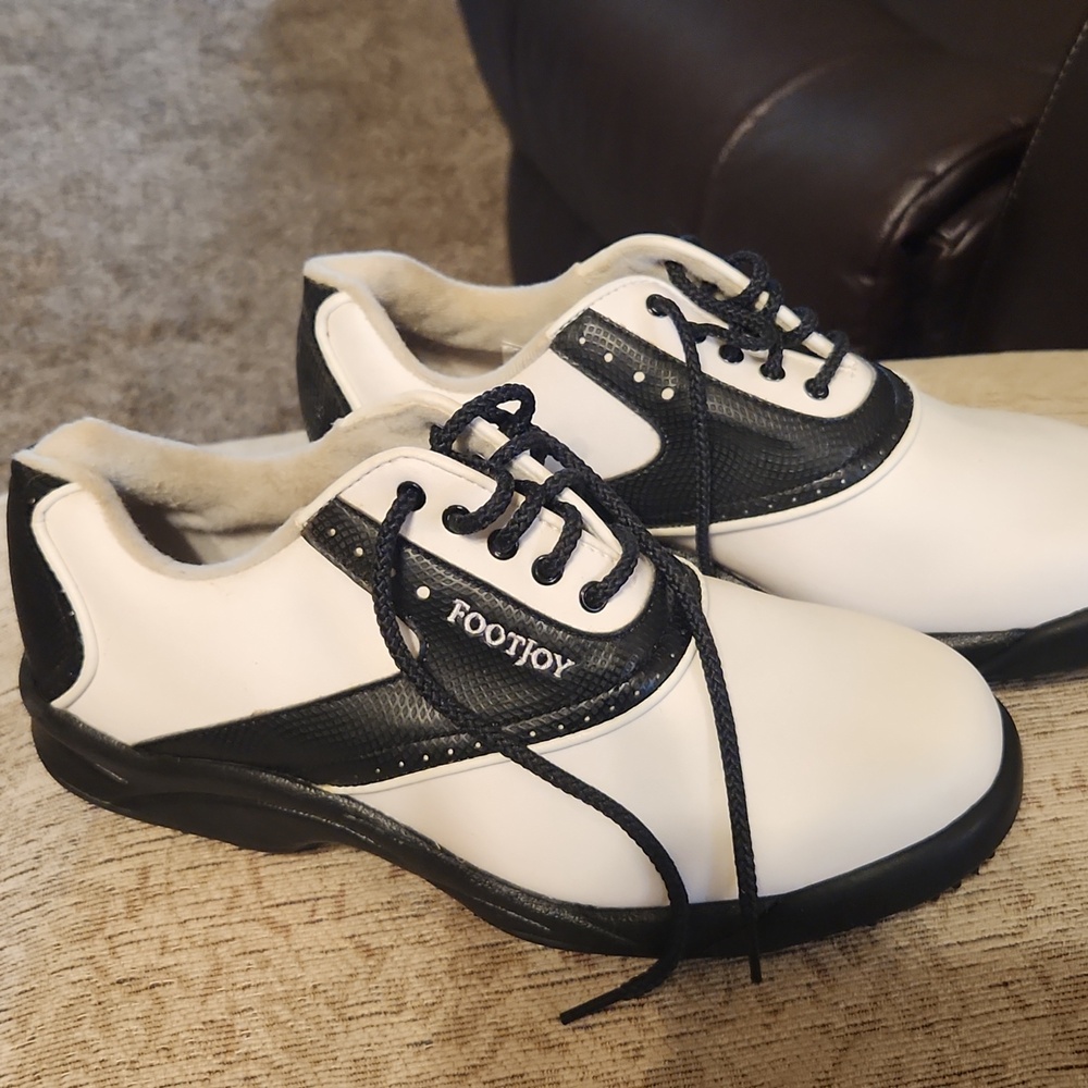 FootJoy Classic White and Black Leather Golf Shoes